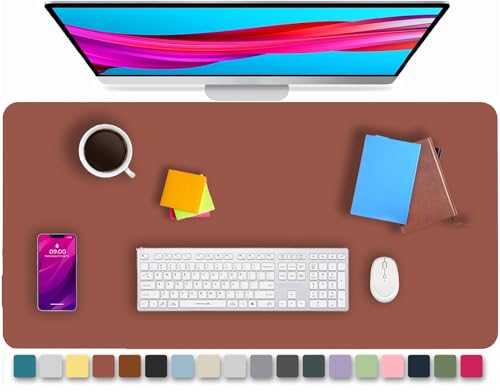 KKTECH Premium Leather Desk Mat, Water Proof, Easy Cleaning, Anti-Slip Desk Pad for Laptop, Keyboard Mat and Mouse Mats for Desk, Writing Easily