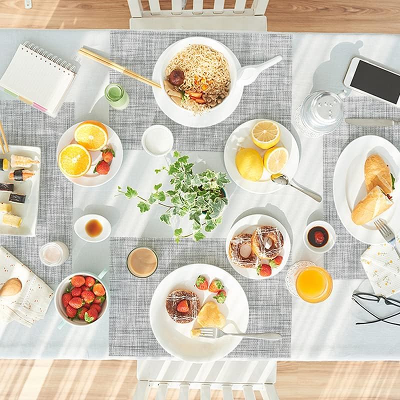 KKTECH Placemats Set of 6, Washable Non-slip Heat Insulation Woven Vinyl Place Mats for Table, Elegant Table Mats for Kitchen and Dining Room, Perfect for Home Decor (18"x12")