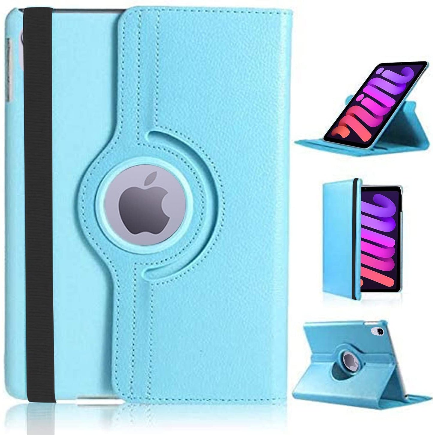 MetaCloud iPad Mini 8.3 2021 6th Generation Case, 360 Degree Rotating PU Leather Protective Multi-Angle Kickstand Folio Hard Back Cover Case for iPad Mini 6th Gen 8.3" 2021 Release