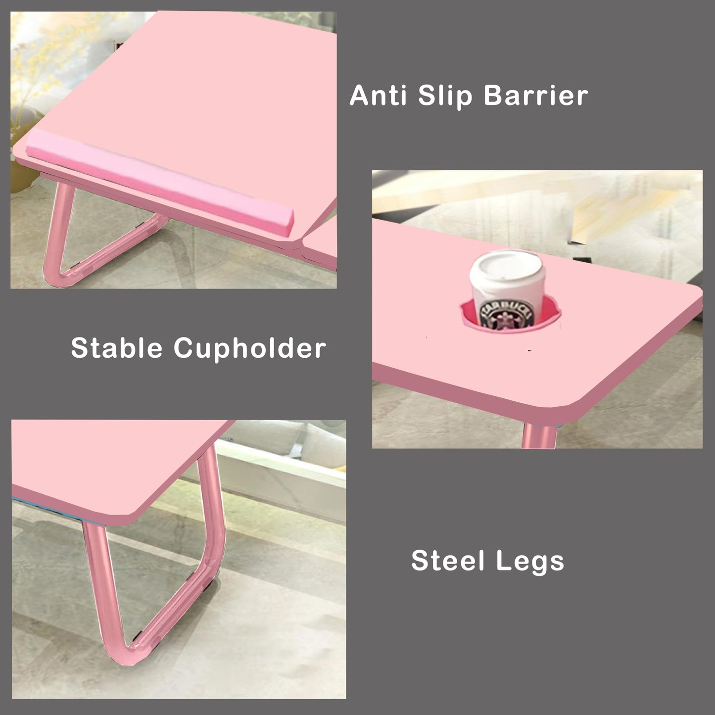 KKTECH Multi-Functional Laptop Bed Desk Table with Foldable Legs and Cup Slot - Perfect for Work, Relaxation, and Leisure