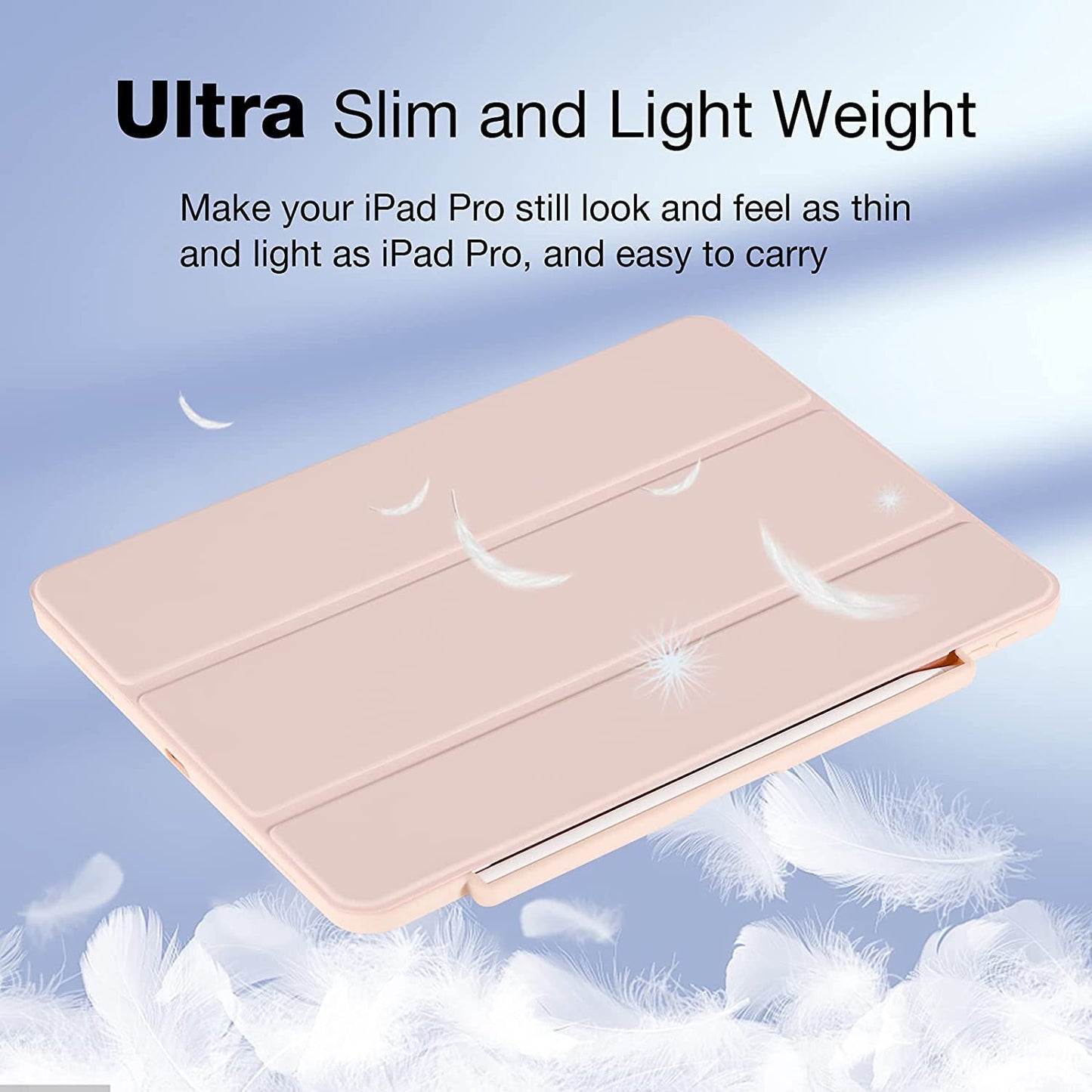 Smart Protective Case for iPad Pro 11 2020/2018, Support Apple Pencil 2, Shock Proof with Auto Wake/Sleep Function and Frosted Translucent Hard Back Cover