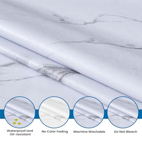 KKTECH PVC Waterproof Table Cloth - Wipe Clean Tablecloth for Indoor & Outdoor, Rectangular Table Cover - Ideal for Christmas Tablecloth for Picnic Parties (Marble, 137x180cm)