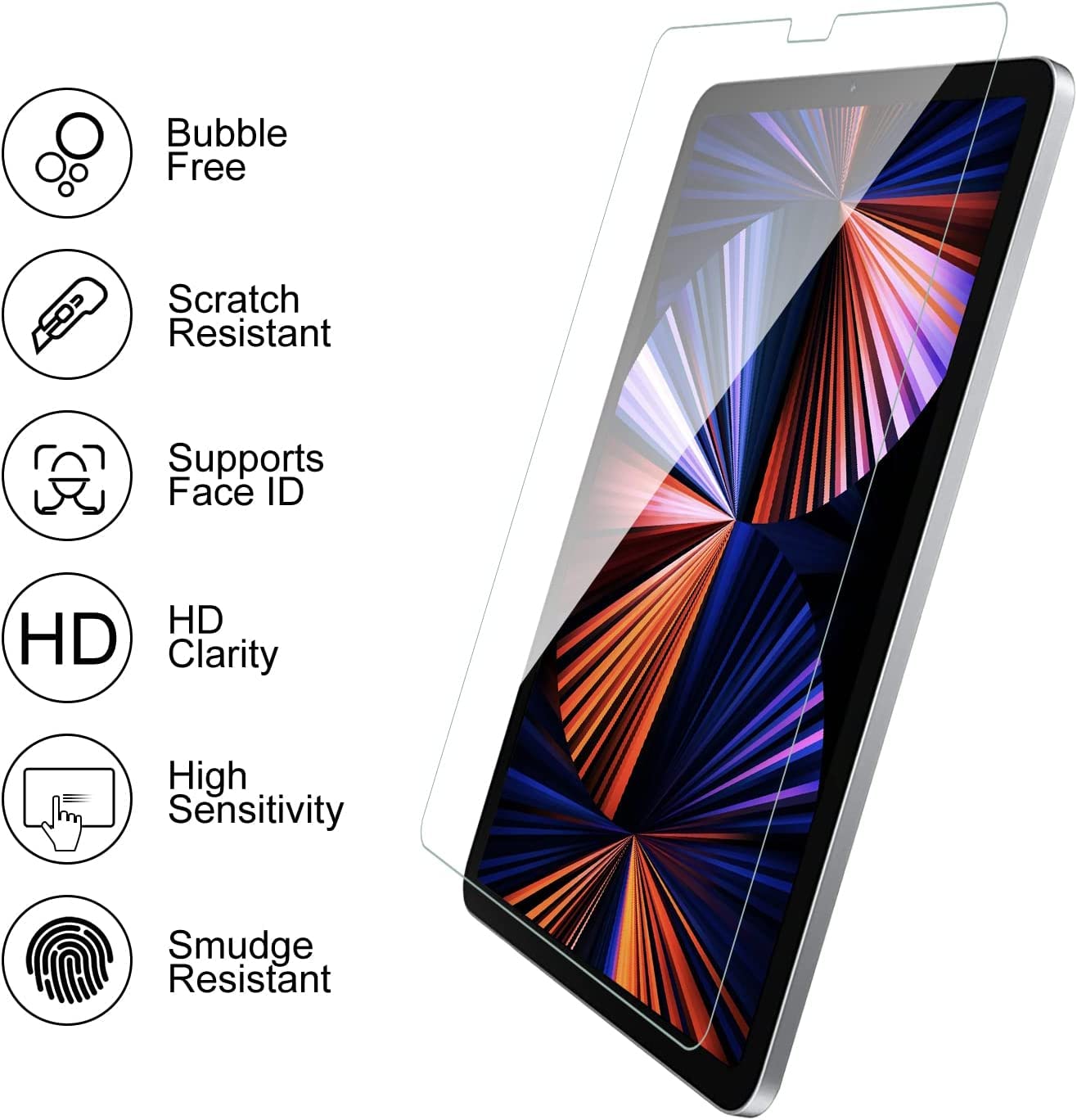 [2 PACK] Screen Protector for iPad 10.2 9th/8th/7th Generation (2021, 2020, 2019) Tempered Glass