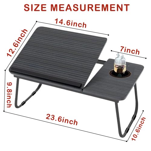 KKTECH Multi-Functional Laptop Bed Desk Table with Foldable Legs and Cup Slot - Perfect for Work, Relaxation, and Leisure