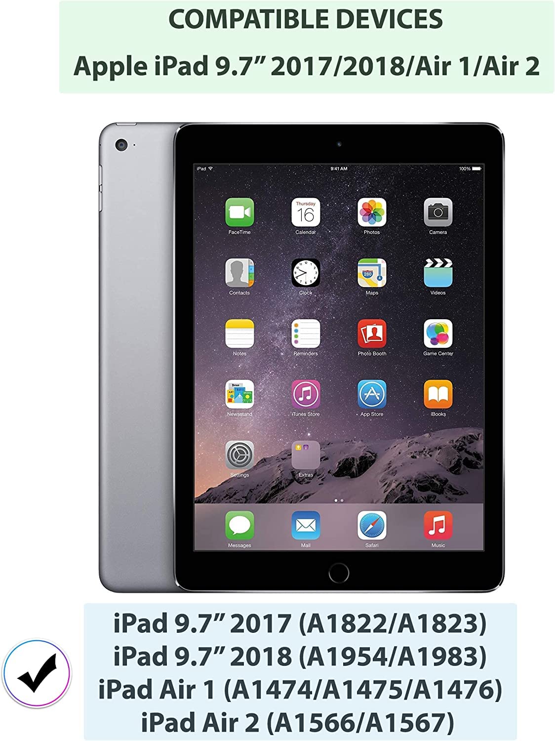 Apple iPad 9.7" 2017/2018/Air 1/Air 2 9.7'' Case, Transparent Slim Silicone Soft TPU Table Case Shock Absorption