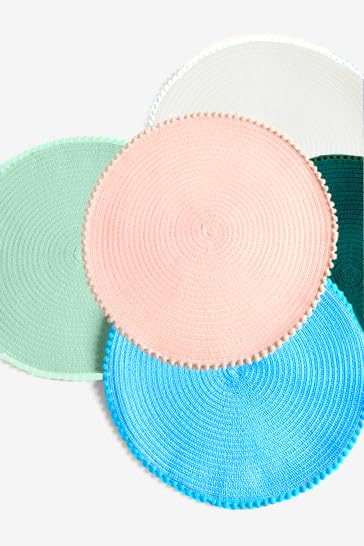 KKTECH Round Braided Placemats Set Of 4 For Dining Table, Waterproof and Washable Circle Table Mats - Non-Slip Heat-Resistant Vinyl Place Mats - 15 Inches Diameter