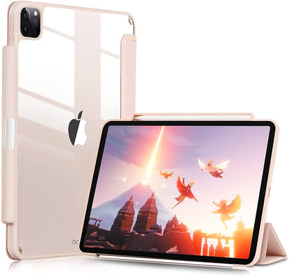 Smart Protective Case for iPad Pro 11 2020/2018, Support Apple Pencil 2, Shock Proof with Auto Wake/Sleep Function and Frosted Translucent Hard Back Cover