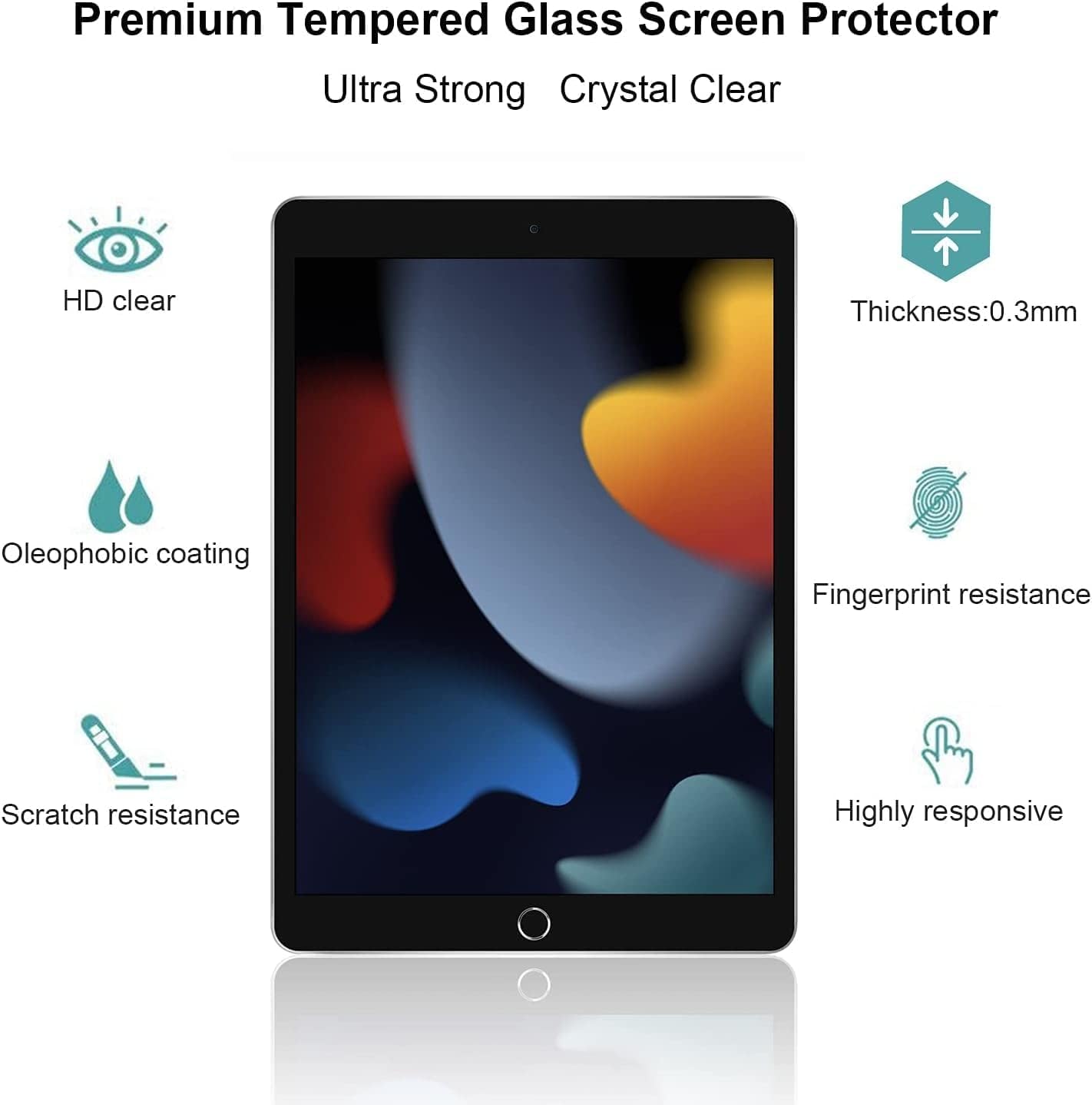 KKTECH Pack of 2 Tempered Glass Screen Protector for iPad Air 3 (10.5 Inch 2019) and iPad Pro 10.5 (2017)