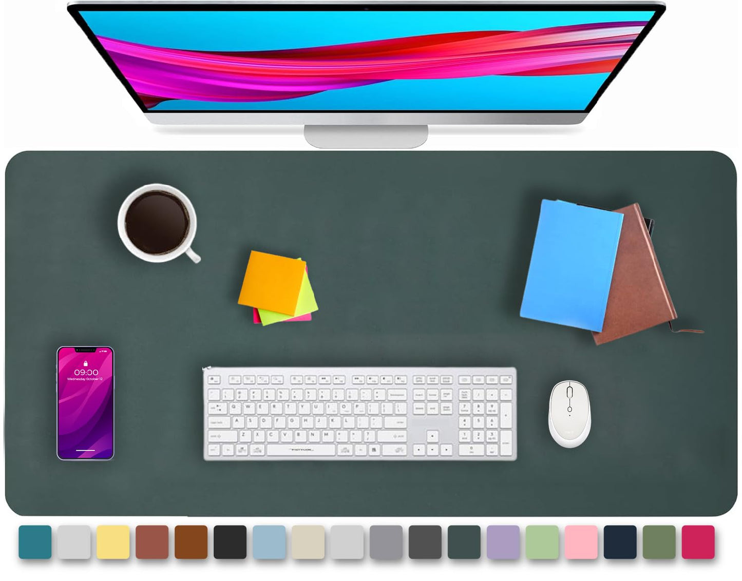 KKTECH Premium Leather Desk Mat, Water Proof, Easy Cleaning, Anti-Slip Desk Pad for Laptop, Keyboard Mat and Mouse Mats for Desk, Writing Easily