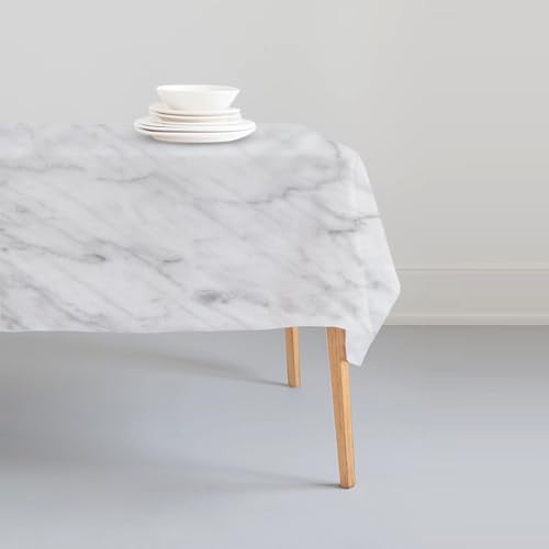 KKTECH PVC Waterproof Table Cloth - Wipe Clean Tablecloth for Indoor & Outdoor, Rectangular Table Cover - Ideal for Christmas Tablecloth for Picnic Parties (Marble, 137x180cm)