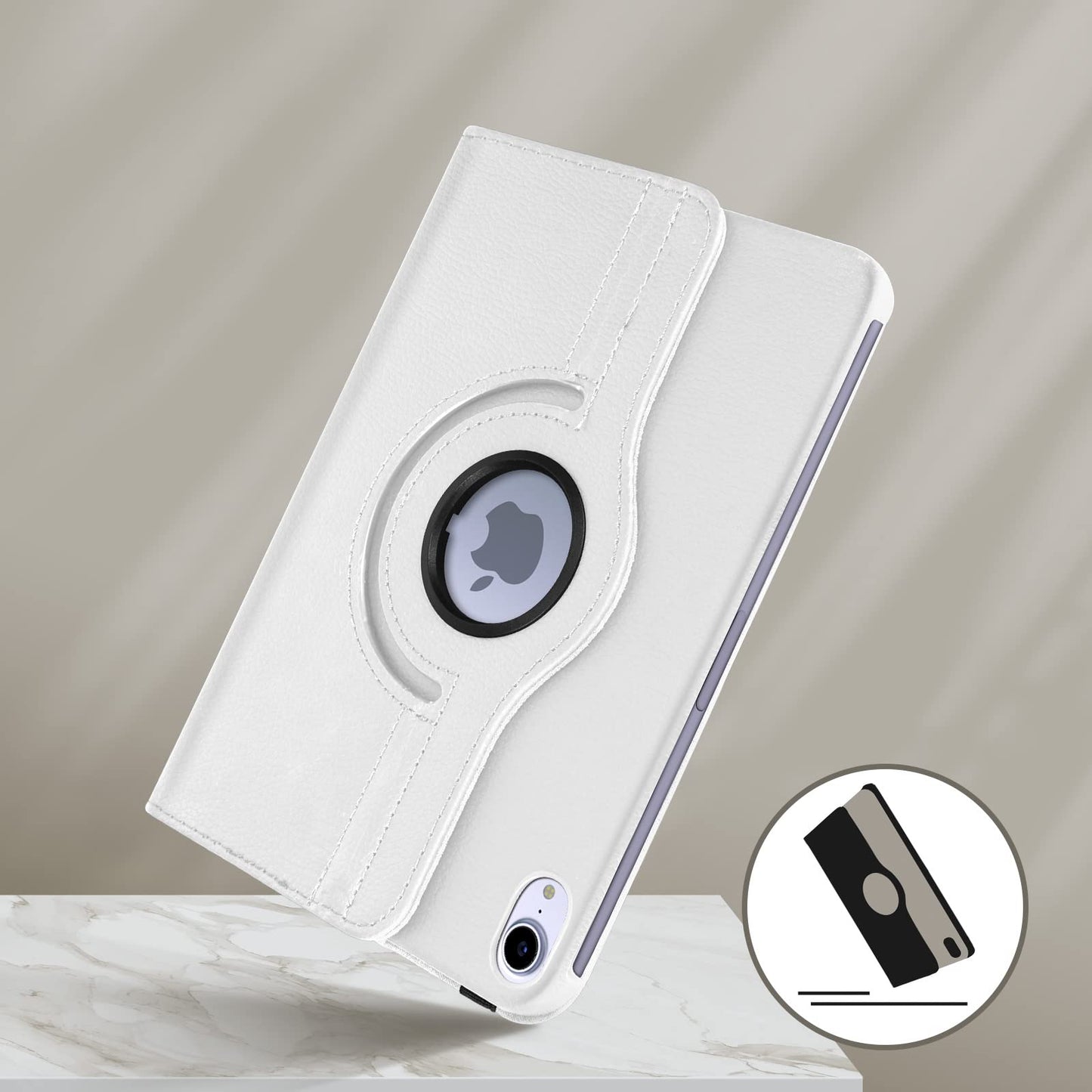 MetaCloud iPad Mini 8.3 2021 6th Generation Case, 360 Degree Rotating PU Leather Protective Multi-Angle Kickstand Folio Hard Back Cover Case for iPad Mini 6th Gen 8.3" 2021 Release