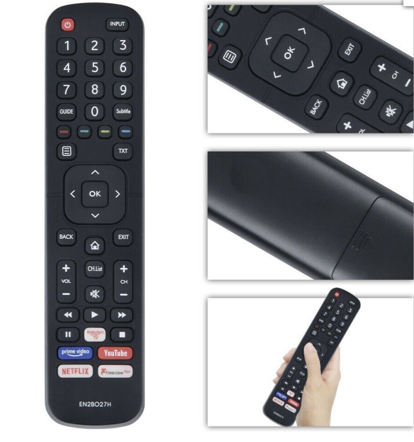 Remote Control Replacement for Hisense EN2BO27H Netflix F-Play RauktenTV Button H55B7100 H55B7300 H55B7500 H55B7510 H65B7100 H65B7300 H65B7500 H65B7510