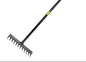 KKTECH High Grade Carbon Fibre Garden Rake for Soil - Long Lasting, Durable, Lightweight, 12-Tine Metal Rake Head - Heavy Duty Garden Rake for Gardening - Black (120 x 32 x 9 ) cm