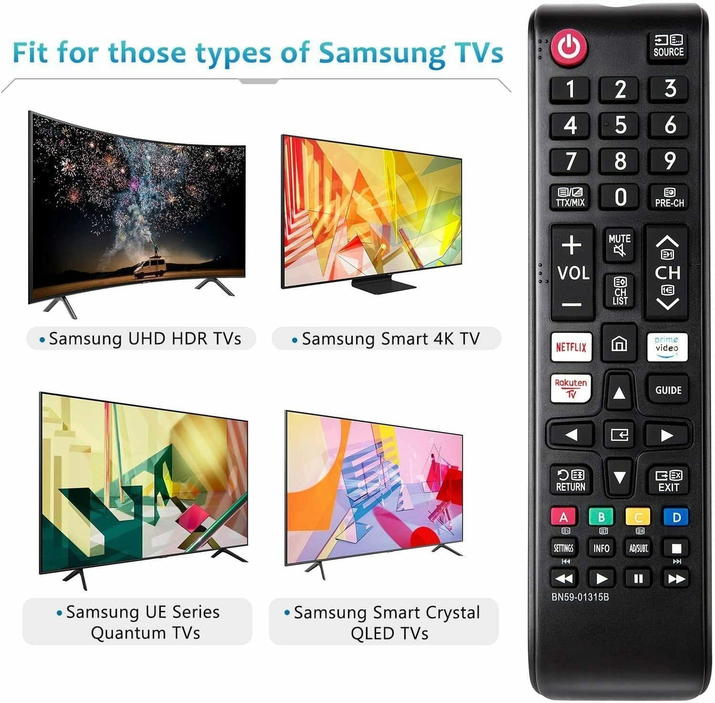 Compatible with TV Remote, Replacement for Smart TV Remote Control with multi-buttons option