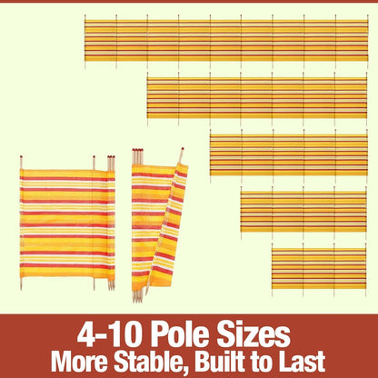 Wind Breaker – Windbreaker Camping, Wind Breaker for Beach, Heavy Duty Outdoor Windbreak Garden Privacy Screen, 10 Pole Tall Wooden Panel Shelter - 10 Pole (5ft x 20ft)